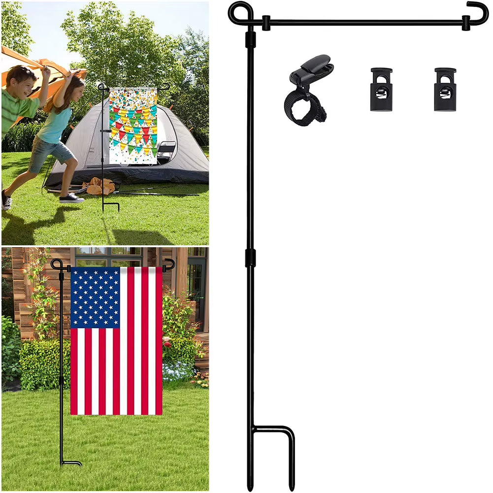 Garden Flag Stand Garden Flag Holder Stand with Clip and Stopper Yard Flag Holder Metal Garden Flag Pole for Garden Decor