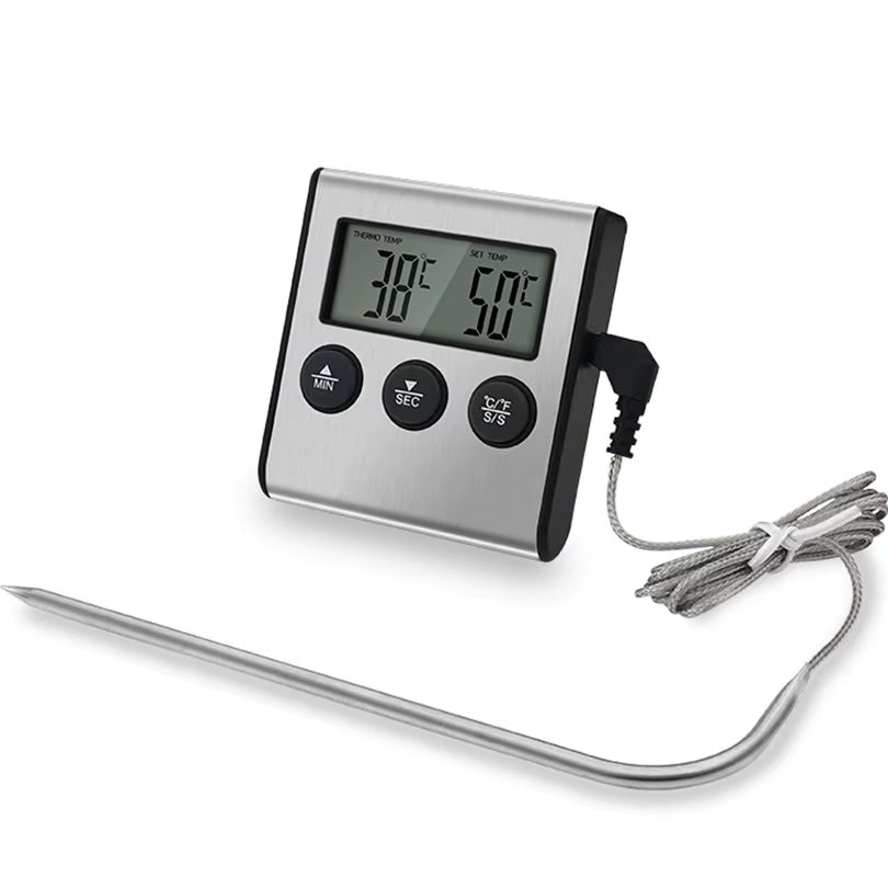Kitchen Digital Cooking Thermometer Meat Food Temperature for Oven BBQ Grill Timer Function with Probe Heat Meter for Cooking
