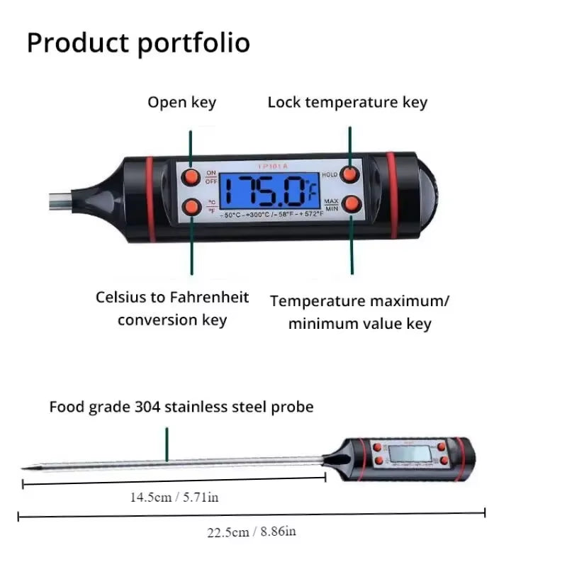 1Pc Temperature Meter Gauge Tool New Meat Thermometer Kitchen Digital Cooking Food Probe Electronic BBQ Cooking Tools