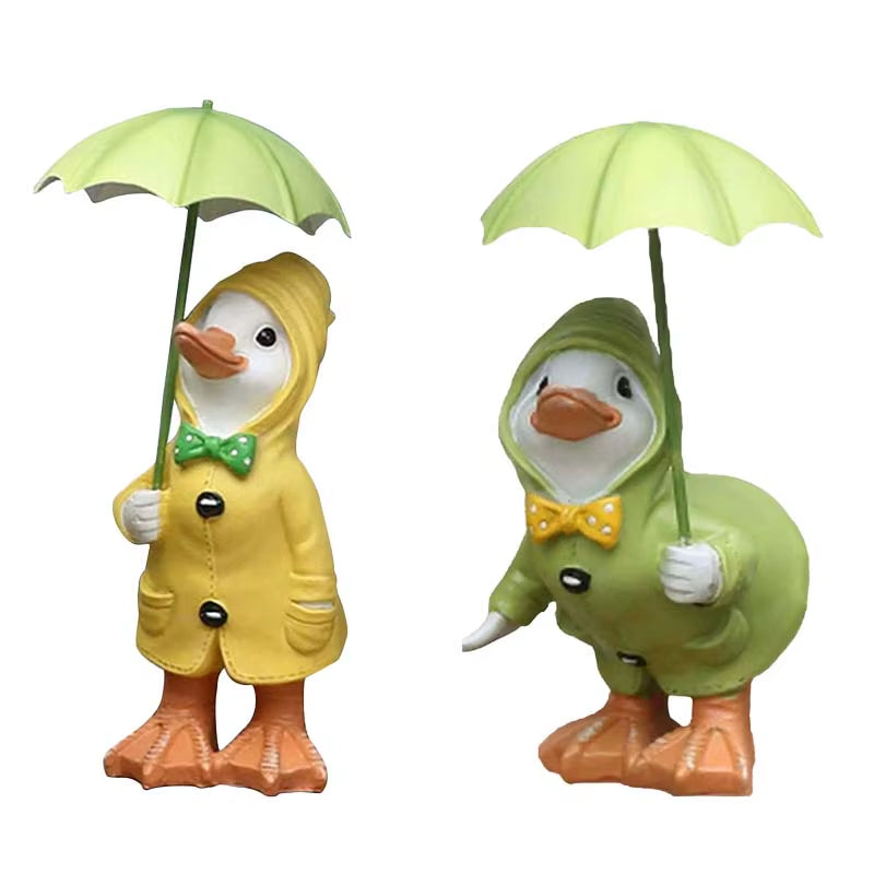 New Creative Duck Garden Decoration Duck Garden Decoration with Umbrella Garden Duck Fading Resin Garden Decoration