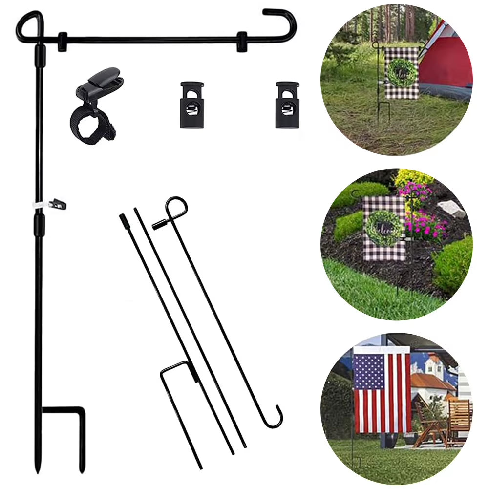 Garden Flag Stand Garden Flag Holder Stand with Clip and Stopper Yard Flag Holder Metal Garden Flag Pole for Garden Decor