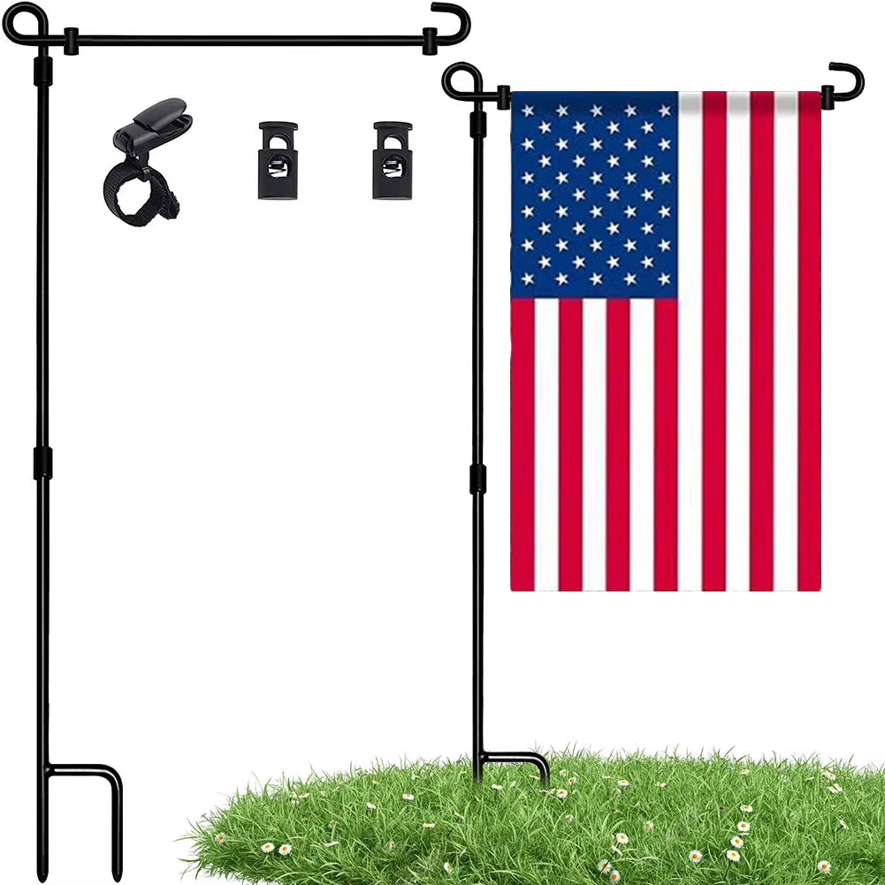 Garden Flag Stand Garden Flag Holder Stand with Clip and Stopper Yard Flag Holder Metal Garden Flag Pole for Garden Decor