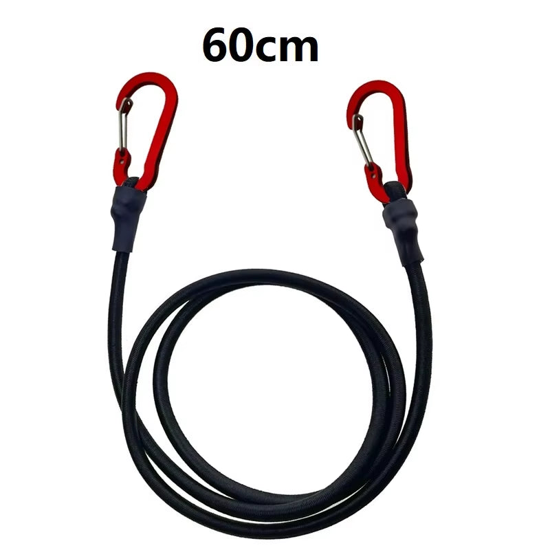 Heavy Duty Bungee Cord Elastic Tie Strap String Carabiner Hooks Kayak Cycling Luggage Packing Ropes Camping Accessories