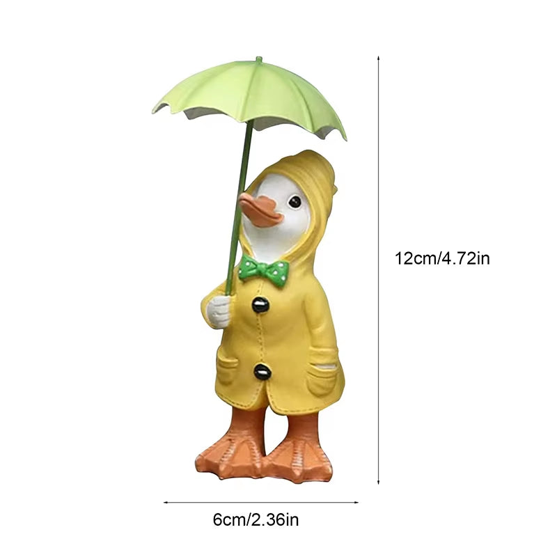New Creative Duck Garden Decoration Duck Garden Decoration with Umbrella Garden Duck Fading Resin Garden Decoration