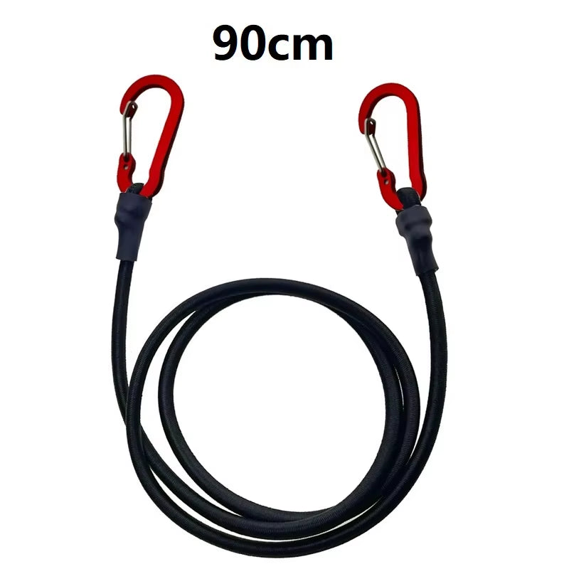 Heavy Duty Bungee Cord Elastic Tie Strap String Carabiner Hooks Kayak Cycling Luggage Packing Ropes Camping Accessories