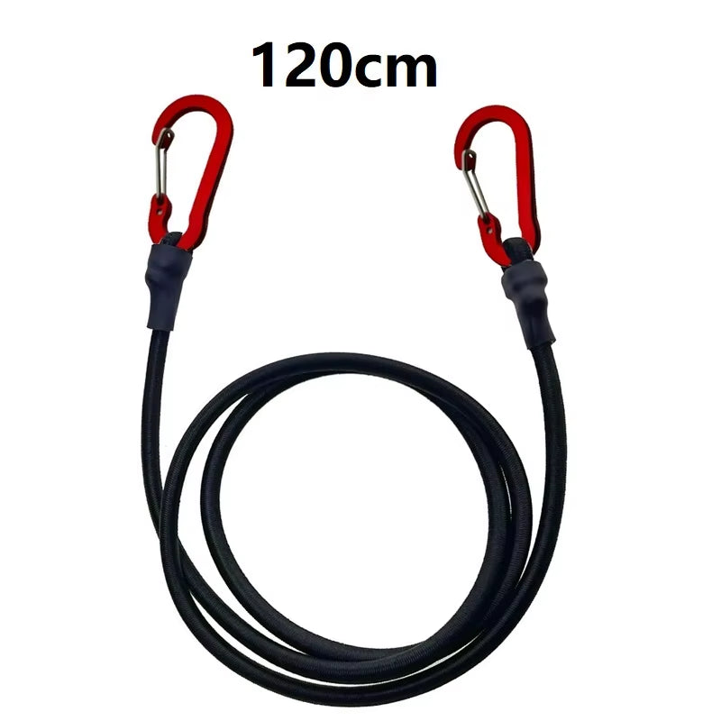 Heavy Duty Bungee Cord Elastic Tie Strap String Carabiner Hooks Kayak Cycling Luggage Packing Ropes Camping Accessories