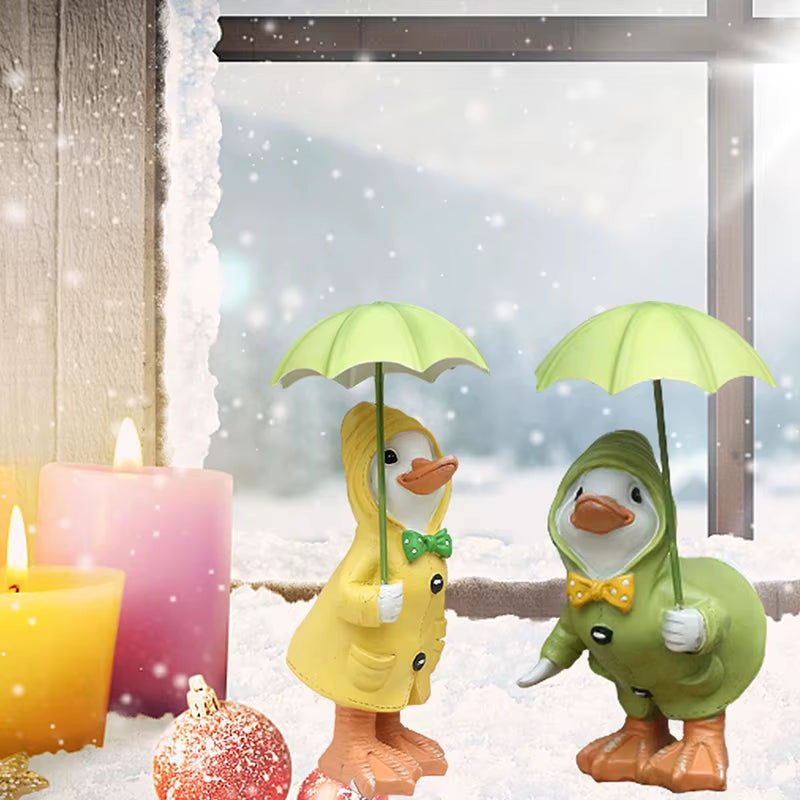 New Creative Duck Garden Decoration Duck Garden Decoration with Umbrella Garden Duck Fading Resin Garden Decoration