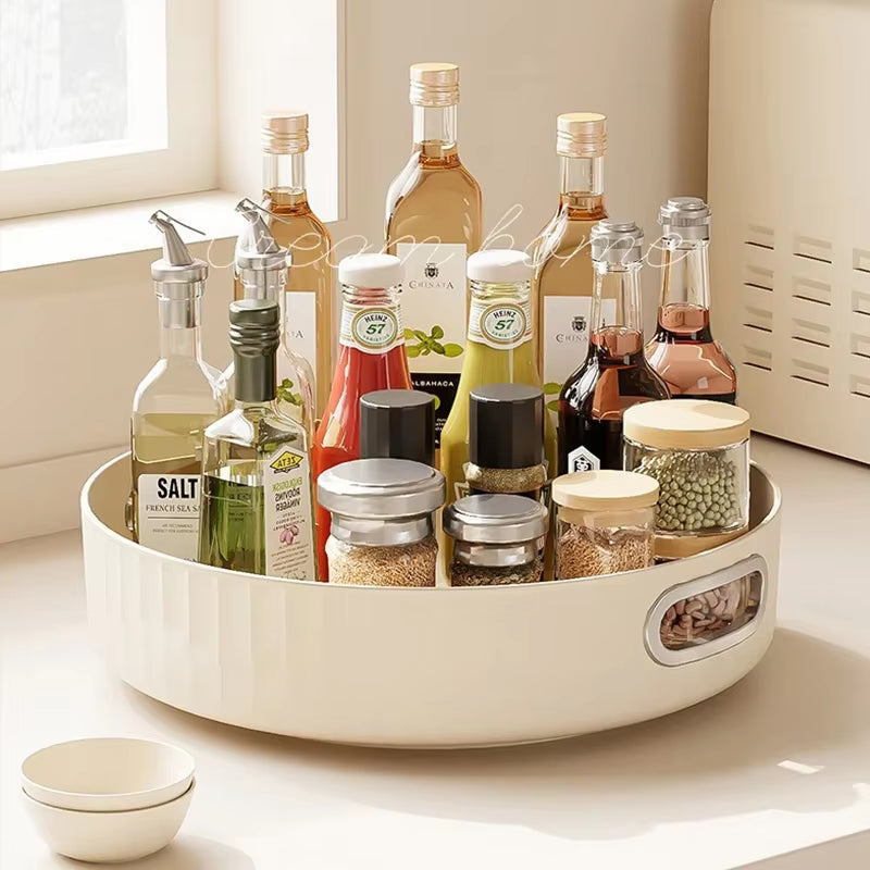 360Degree Rotatable round Tray Countertop Multi Purpose Storage Tray Rotating Storage Rack Kitchen Storage Bathroom Organization