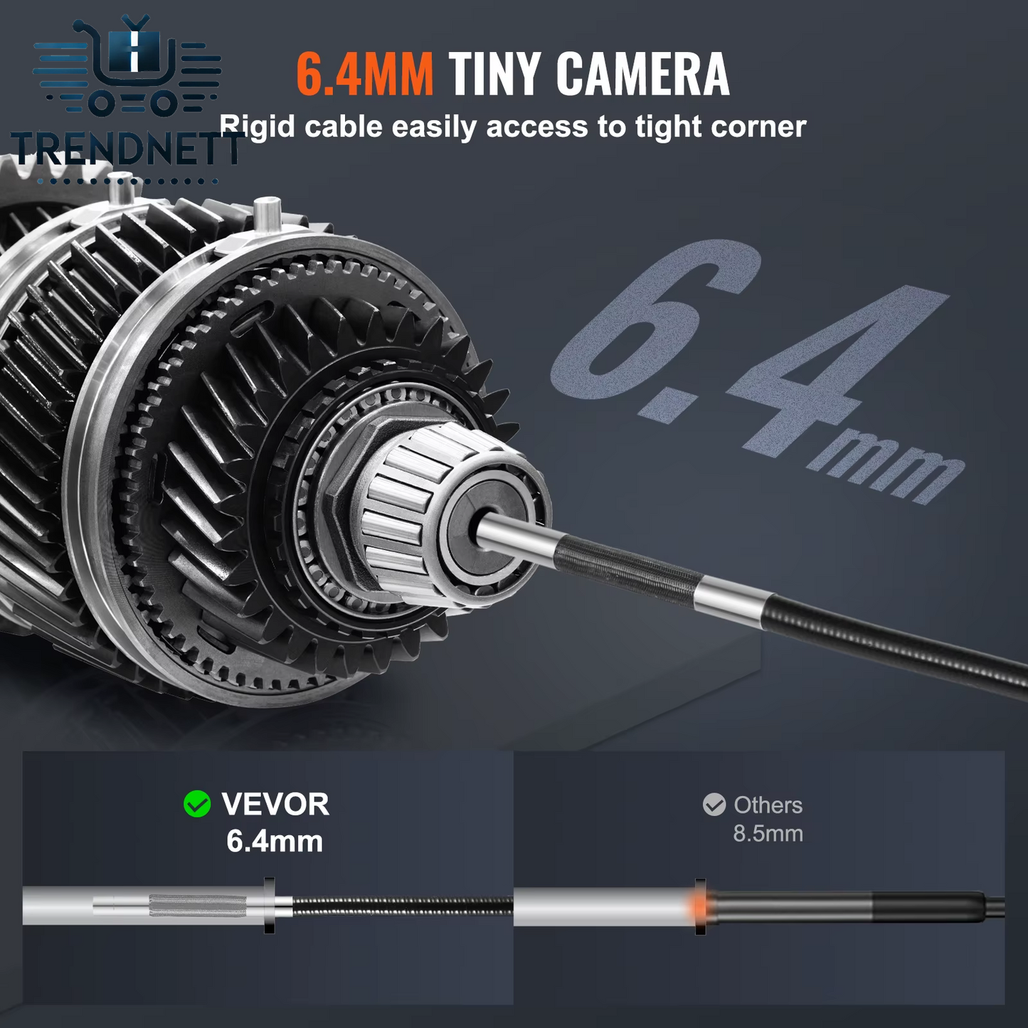 Articulating Borescope Camera with Light Two-Way Articulated Endoscope Inspection with 6.4Mm Tiny Lens 5" IPS 1080P Screen