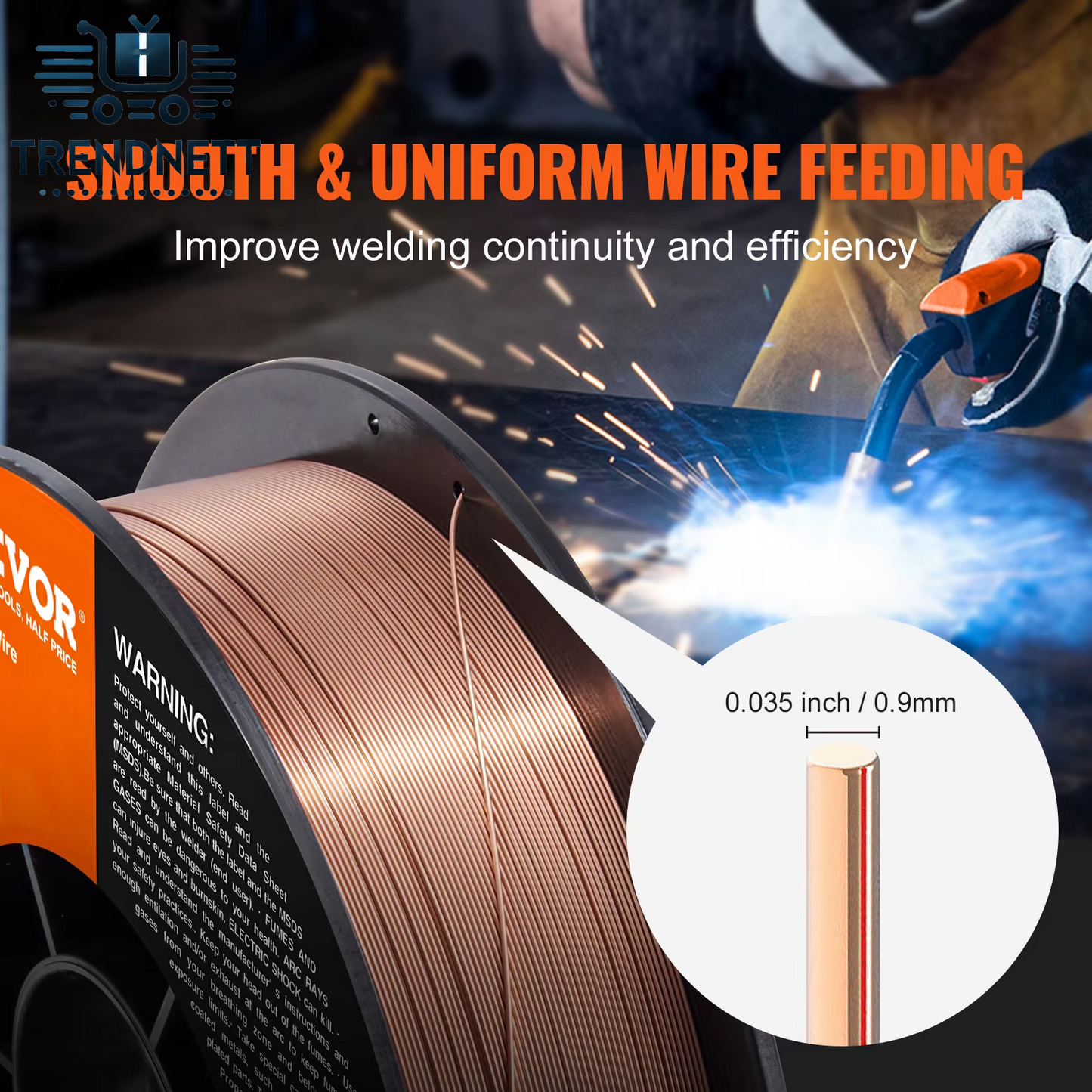 VEVOR Solder Welding Wire 0.035/0.03 Inch Stainless Steel Copper Flux Cored Gasless Welding Wire for All Gas Welder Machine