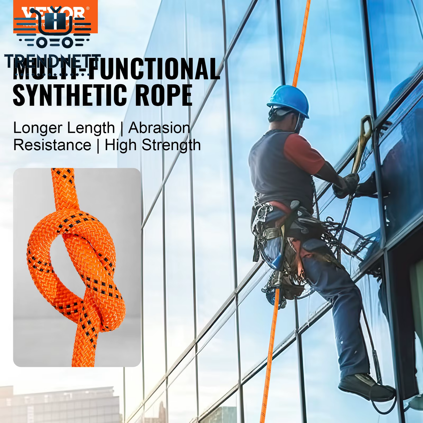 120Ft Dual-Weave Polyester Cord 3/8 1/2 Inch 48-Strand Multi-Use Rope for Arborist Activities Outdoor Adventures Versatile
