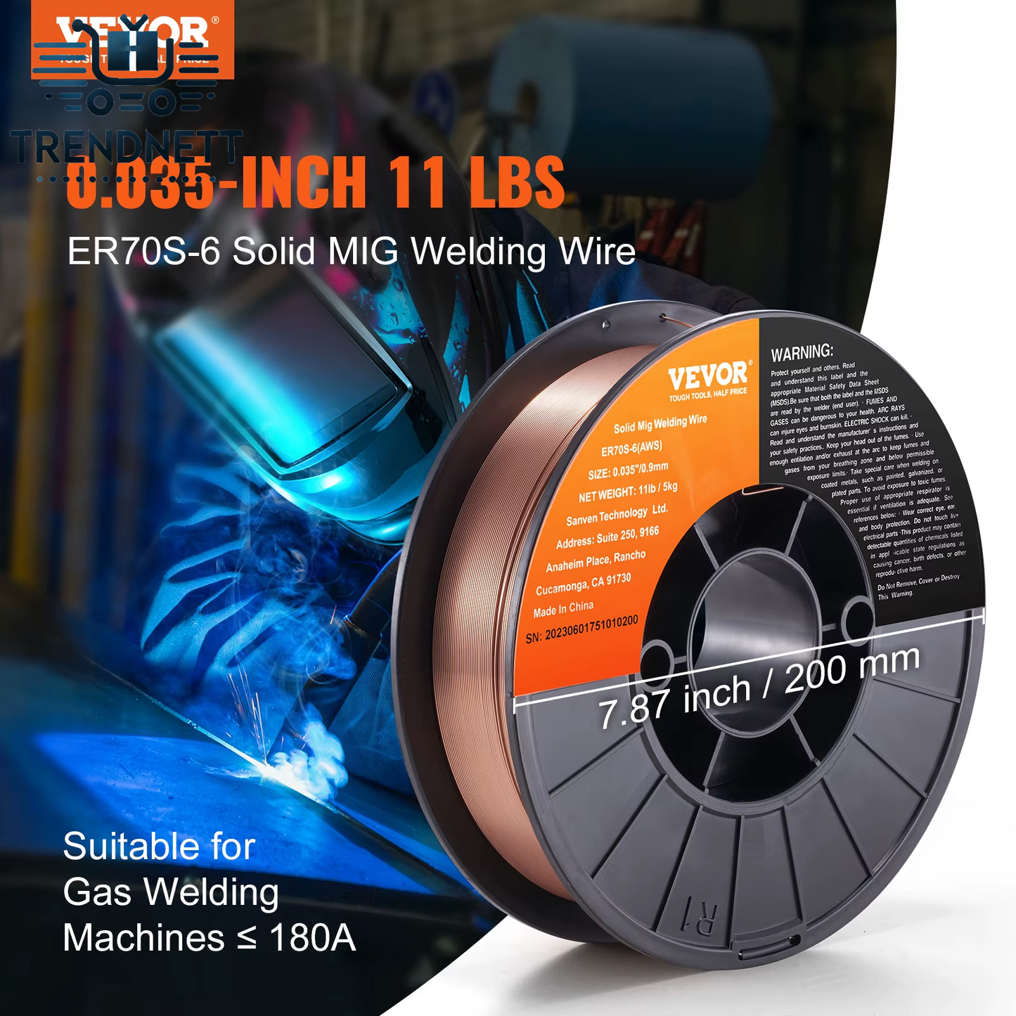 VEVOR Solder Welding Wire 0.035/0.03 Inch Stainless Steel Copper Flux Cored Gasless Welding Wire for All Gas Welder Machine
