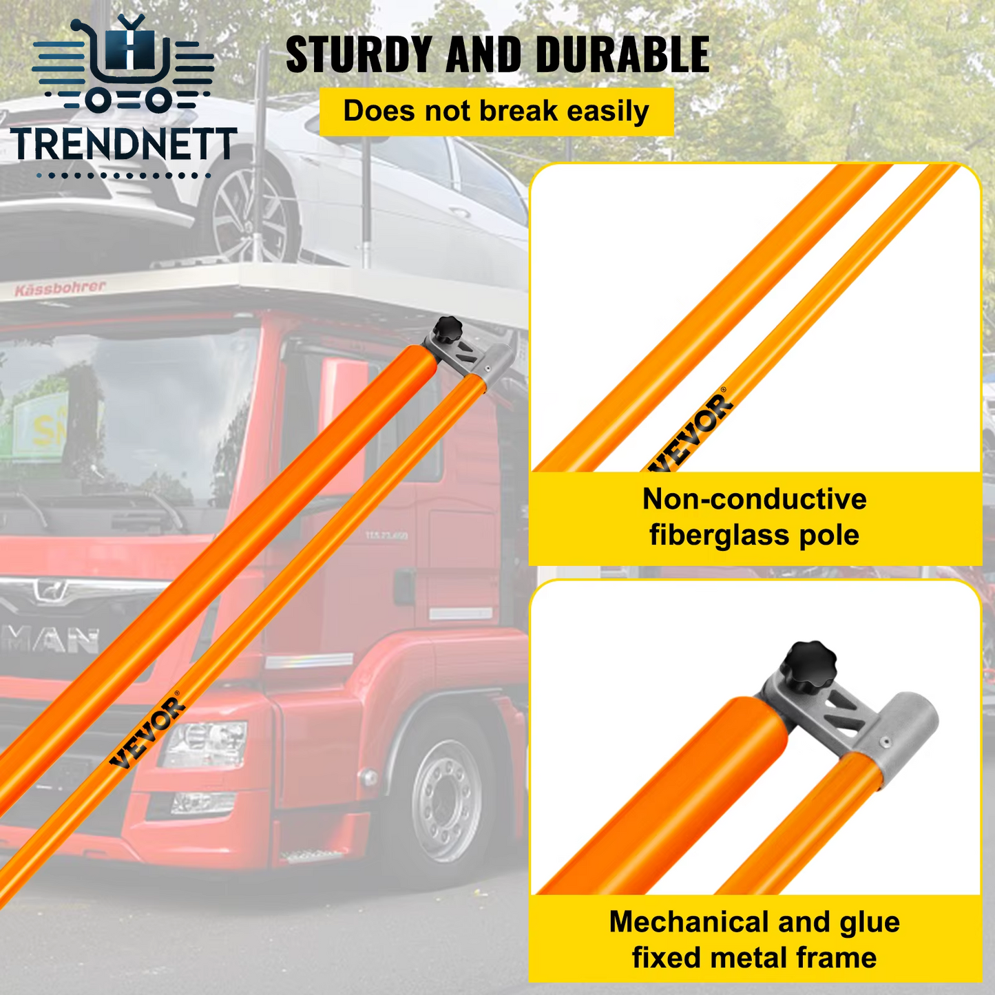 VEVOR Load Height Measuring Stick 15'/20' Truck Height Stick Easy to Read with Adjustable Pole Non-Conductive Height Measuring
