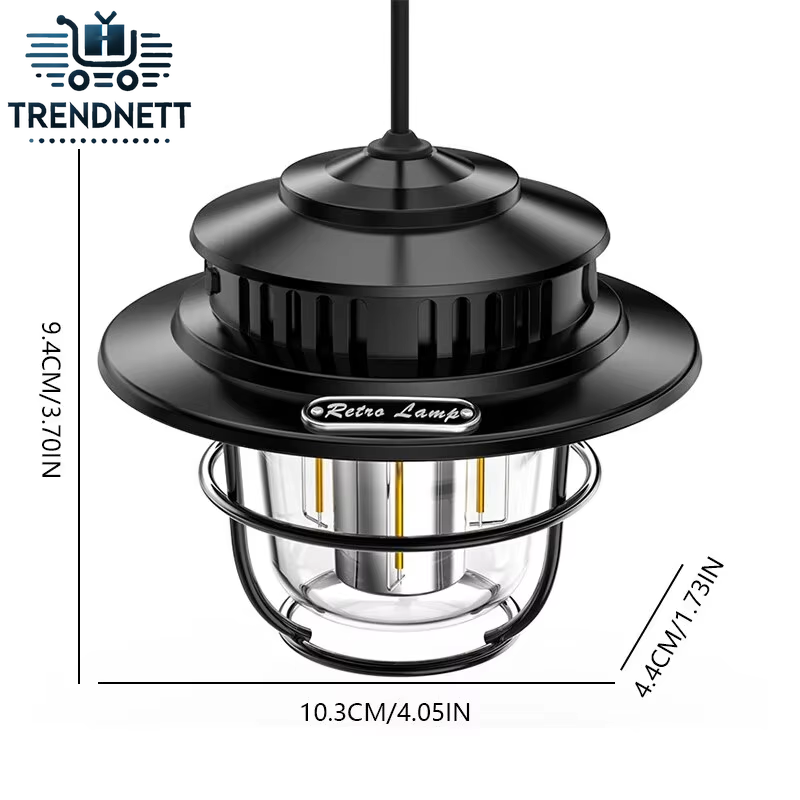 Retro Portable Camping Lantern Waterproof Emergency Light Stepless Dimmable Hanging Tent Lamp for Outdoor Hiking