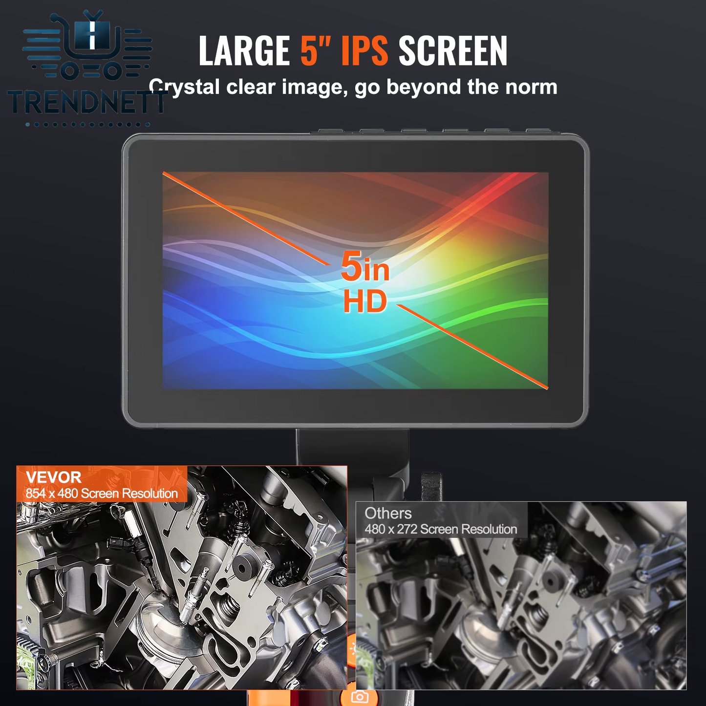 Articulating Borescope Camera with Light Two-Way Articulated Endoscope Inspection with 6.4Mm Tiny Lens 5" IPS 1080P Screen