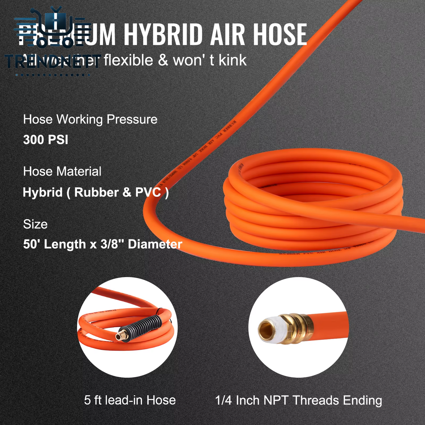 50 FT Retractable Air Hose Reel with Heavy Duty Double Arm Stainless Steel Wall Mount for Hybrid Air Compressors
