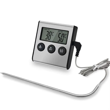 Kitchen Digital Cooking Thermometer Meat Food Temperature for Oven BBQ Grill Timer Function with Probe Heat Meter for Cooking