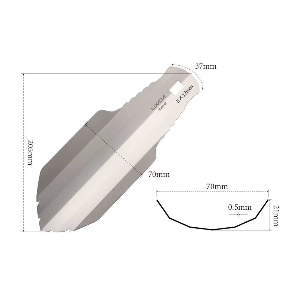Lixada Shovel Titanium Camping Shovel Titanium Garden Hand Shovel Camping Trowel Outdoor Hiking Backpacking Trowel Camping Tool
