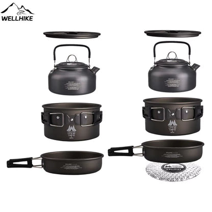 Camping Cookware Set with Water Kettle Portable Camping Stove Tableware Pot Outdoor Fishing Camping Kitchen Supplies