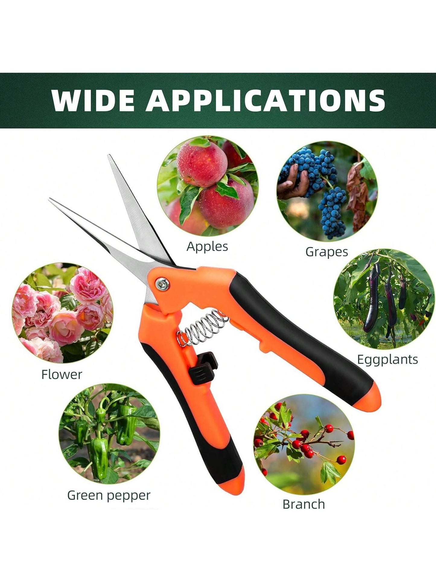 1 Pack Garden Pruning Shears, Stainless Steel Garden Shears, Gardening Shears, Gardening Scissors, Garden Scissors, Garden Clippers, Pruning Snips, Pruning Shears for Gardening Garden Tools