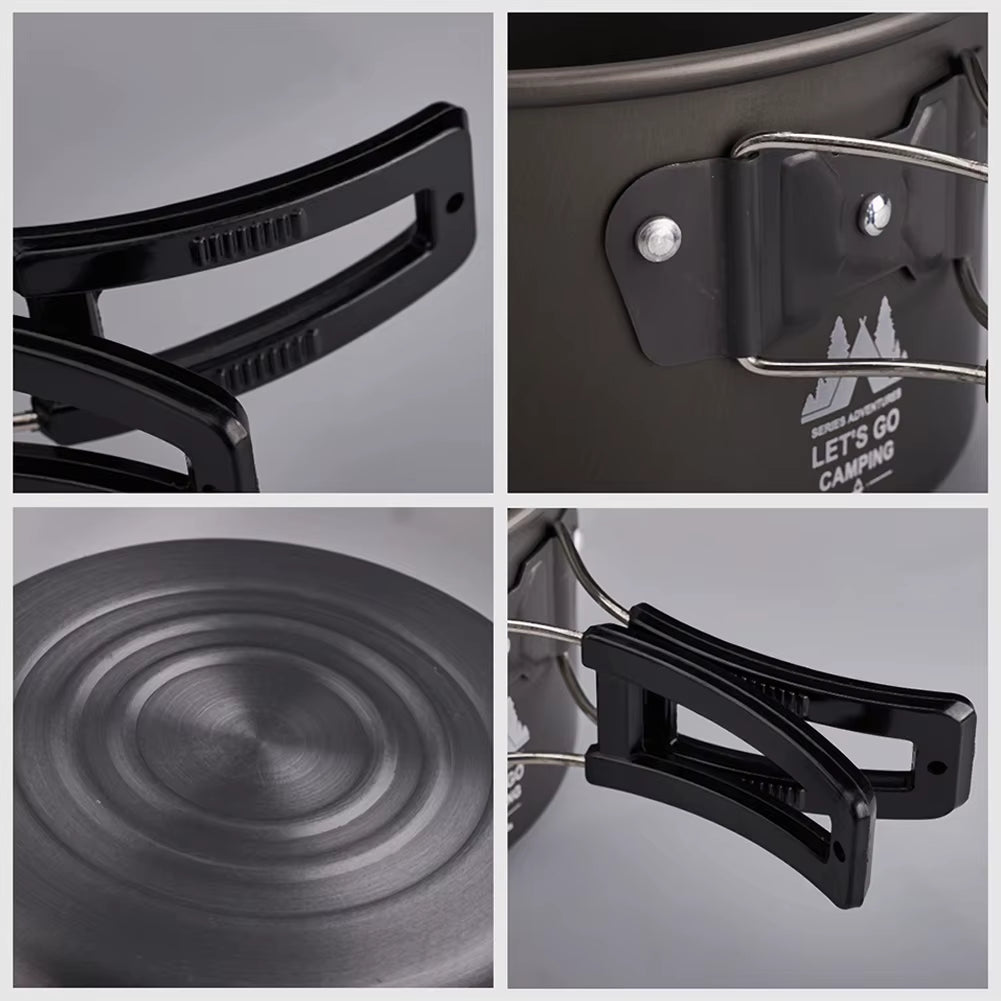 Camping Cookware Set with Water Kettle Portable Camping Stove Tableware Pot Outdoor Fishing Camping Kitchen Supplies