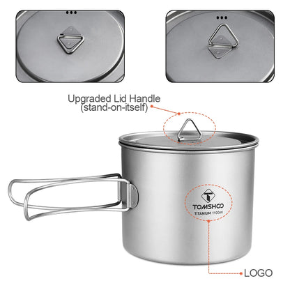 1100Ml Titanium Mug Outdoor Camping Picnic Water Cup Camping Tableware Cookware W/ Lid Camping Accesorios Cookware Camp