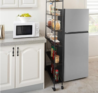 6-Tier Storage Line Slim Shelves on Wheels