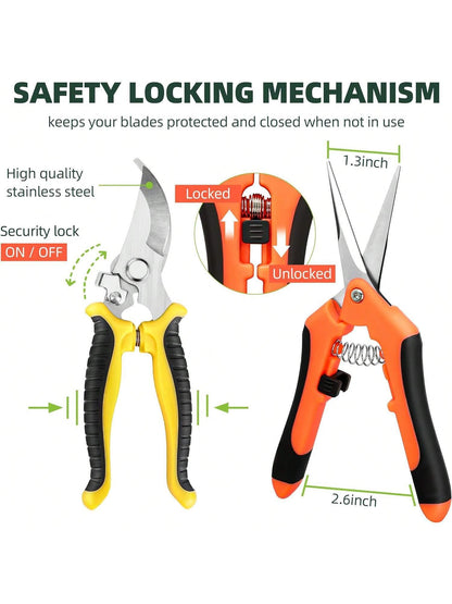 1 Pack Garden Pruning Shears, Stainless Steel Garden Shears, Gardening Shears, Gardening Scissors, Garden Scissors, Garden Clippers, Pruning Snips, Pruning Shears for Gardening Garden Tools