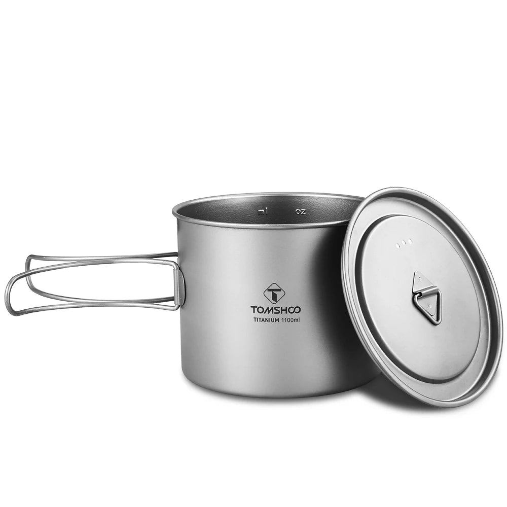1100Ml Titanium Mug Outdoor Camping Picnic Water Cup Camping Tableware Cookware W/ Lid Camping Accesorios Cookware Camp