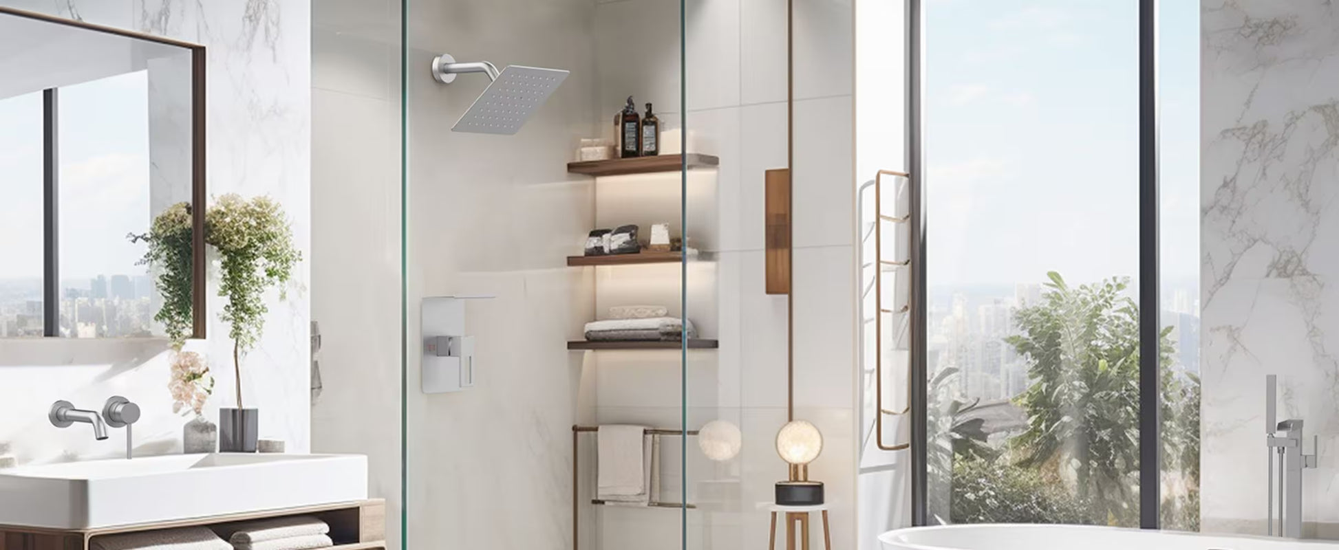 Shower Faucet with Storage Shelves
