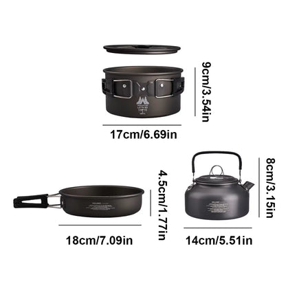Camping Cookware Set with Water Kettle Portable Camping Stove Tableware Pot Outdoor Fishing Camping Kitchen Supplies
