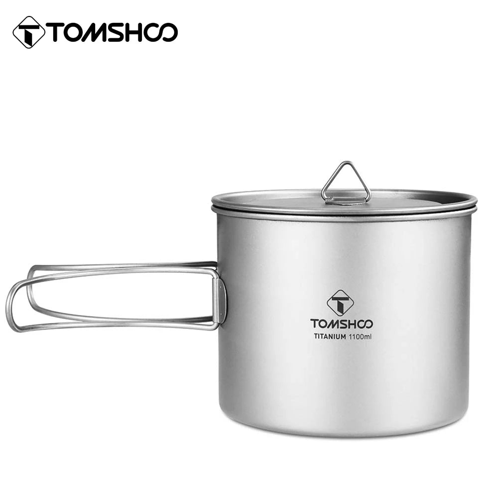 1100Ml Titanium Mug Outdoor Camping Picnic Water Cup Camping Tableware Cookware W/ Lid Camping Accesorios Cookware Camp