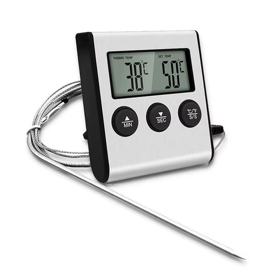 Kitchen Digital Cooking Thermometer Meat Food Temperature for Oven BBQ Grill Timer Function with Probe Heat Meter for Cooking