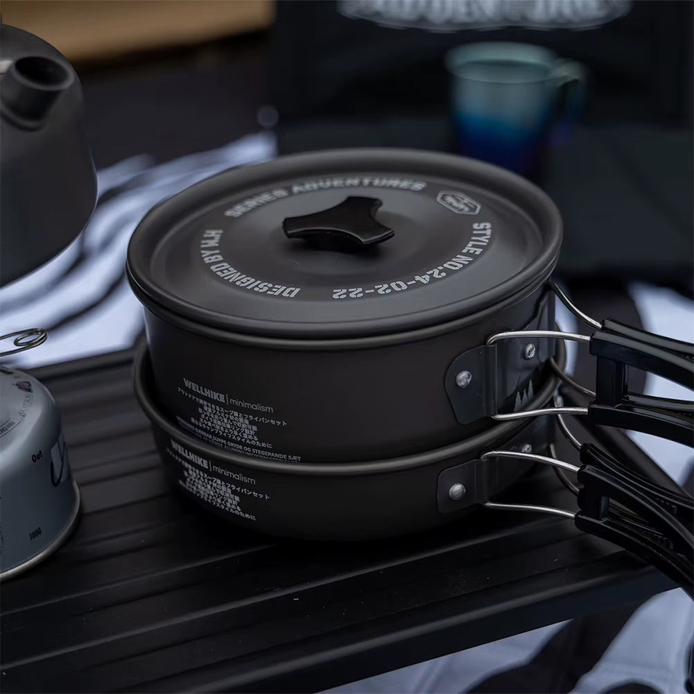 Camping Cookware Set with Water Kettle Portable Camping Stove Tableware Pot Outdoor Fishing Camping Kitchen Supplies