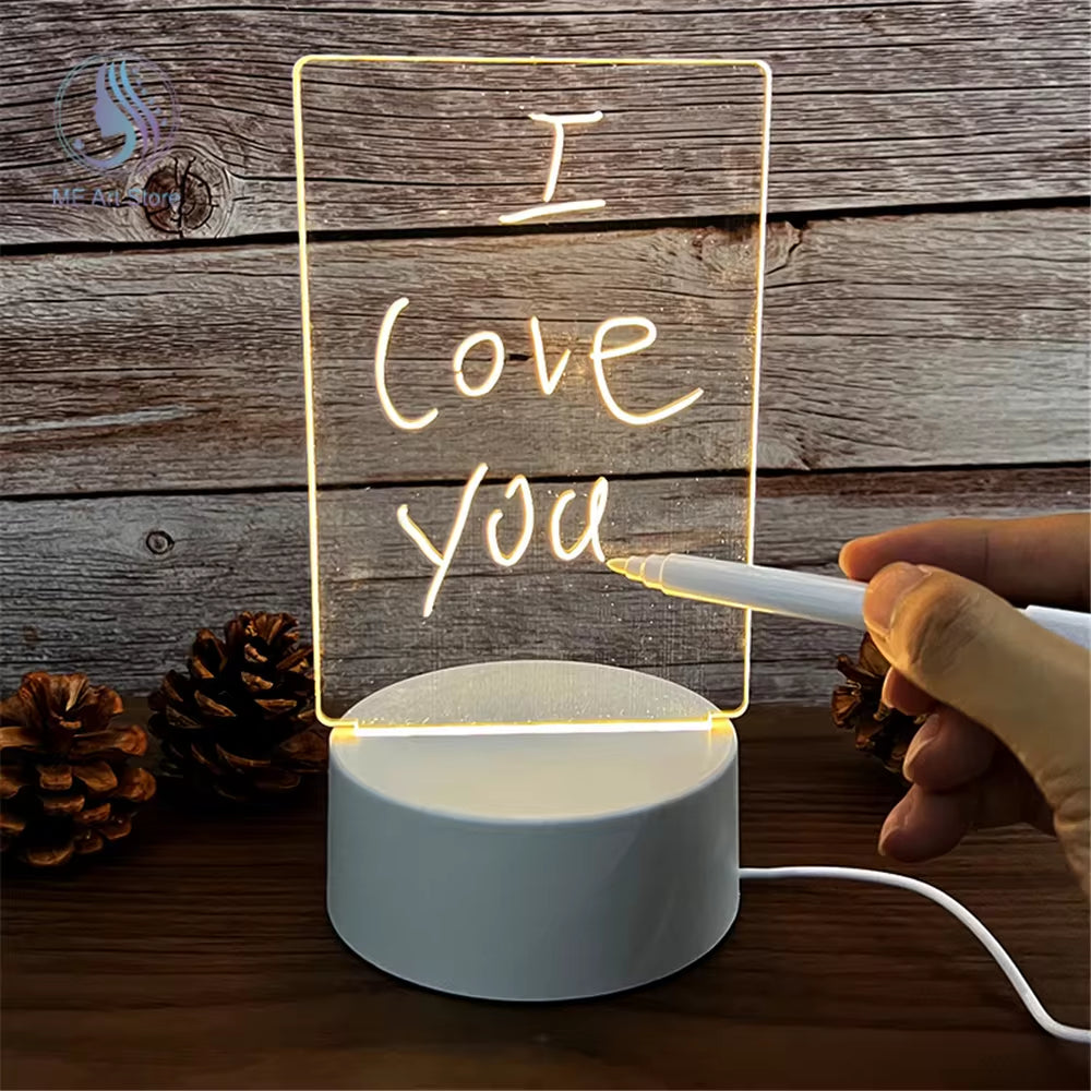 LED Night Light Message Board with Pen - USB Powered Decorative Lamp for Children and Gifts