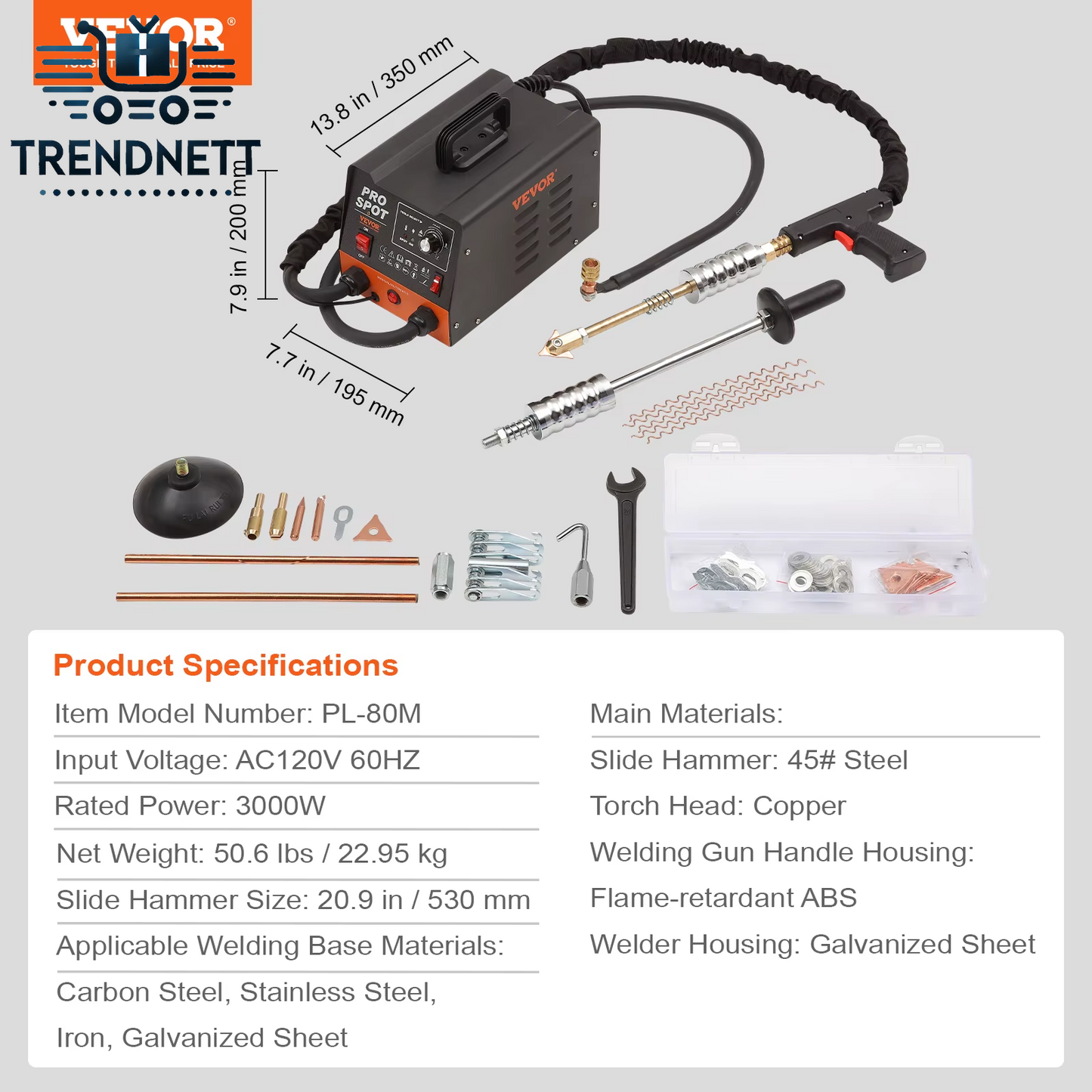 VEVOR Stud Welder Dent Repair Kit 3KW Spot Welder Auto Body Spot Welding Dent Puller Machine Welding Accessories for Car Truck