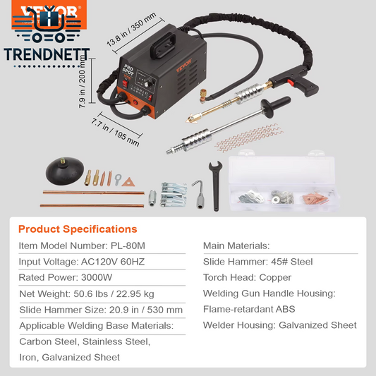 VEVOR Stud Welder Dent Repair Kit 3KW Spot Welder Auto Body Spot Welding Dent Puller Machine Welding Accessories for Car Truck