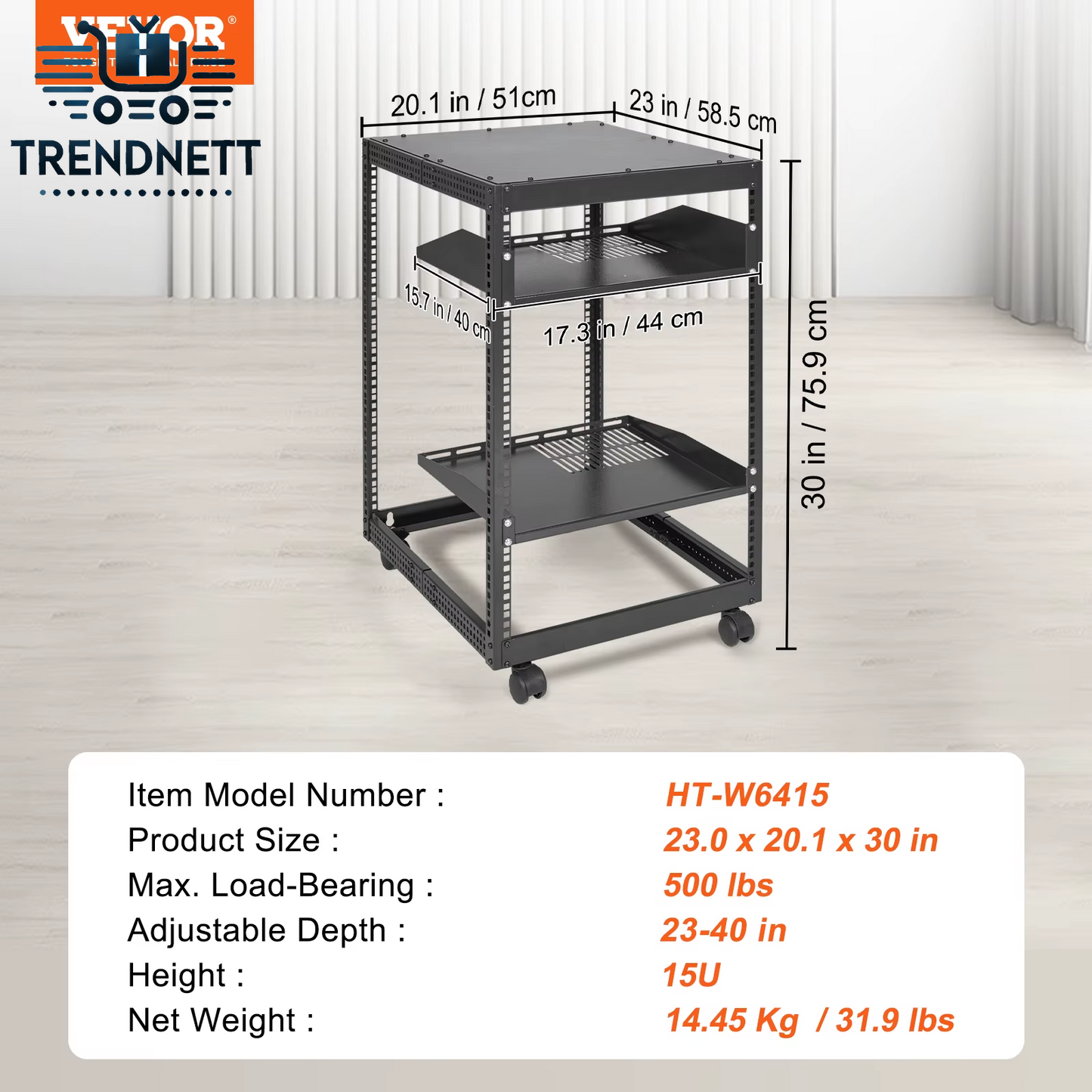 Open Frame Server Rack 12U/15U/ 20U Floor Standing or Wall Mounted with Adjustable Depth for Microdata Center Office Use