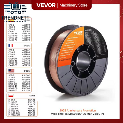 VEVOR Solder Welding Wire 0.035/0.03 Inch Stainless Steel Copper Flux Cored Gasless Welding Wire for All Gas Welder Machine