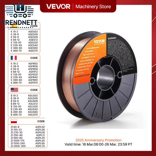 VEVOR Solder Welding Wire 0.035/0.03 Inch Stainless Steel Copper Flux Cored Gasless Welding Wire for All Gas Welder Machine