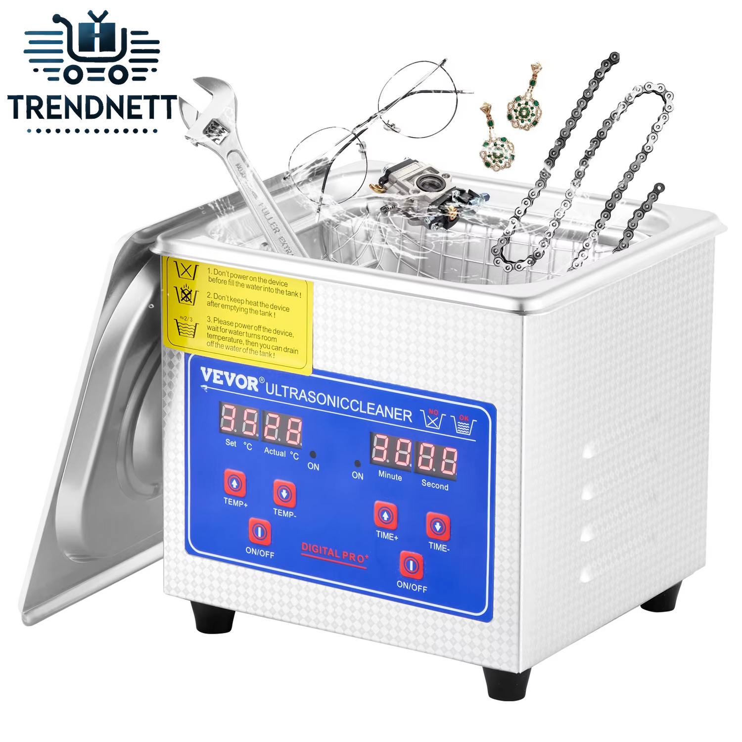 1.3L Ultrasonic Cleaner Machine Stainless Steel Ultrasonic Cleaning Machine Digital Heater Timer Jewelry Cleaning for Home