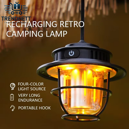 Retro Portable Camping Lantern Waterproof Emergency Light Stepless Dimmable Hanging Tent Lamp for Outdoor Hiking