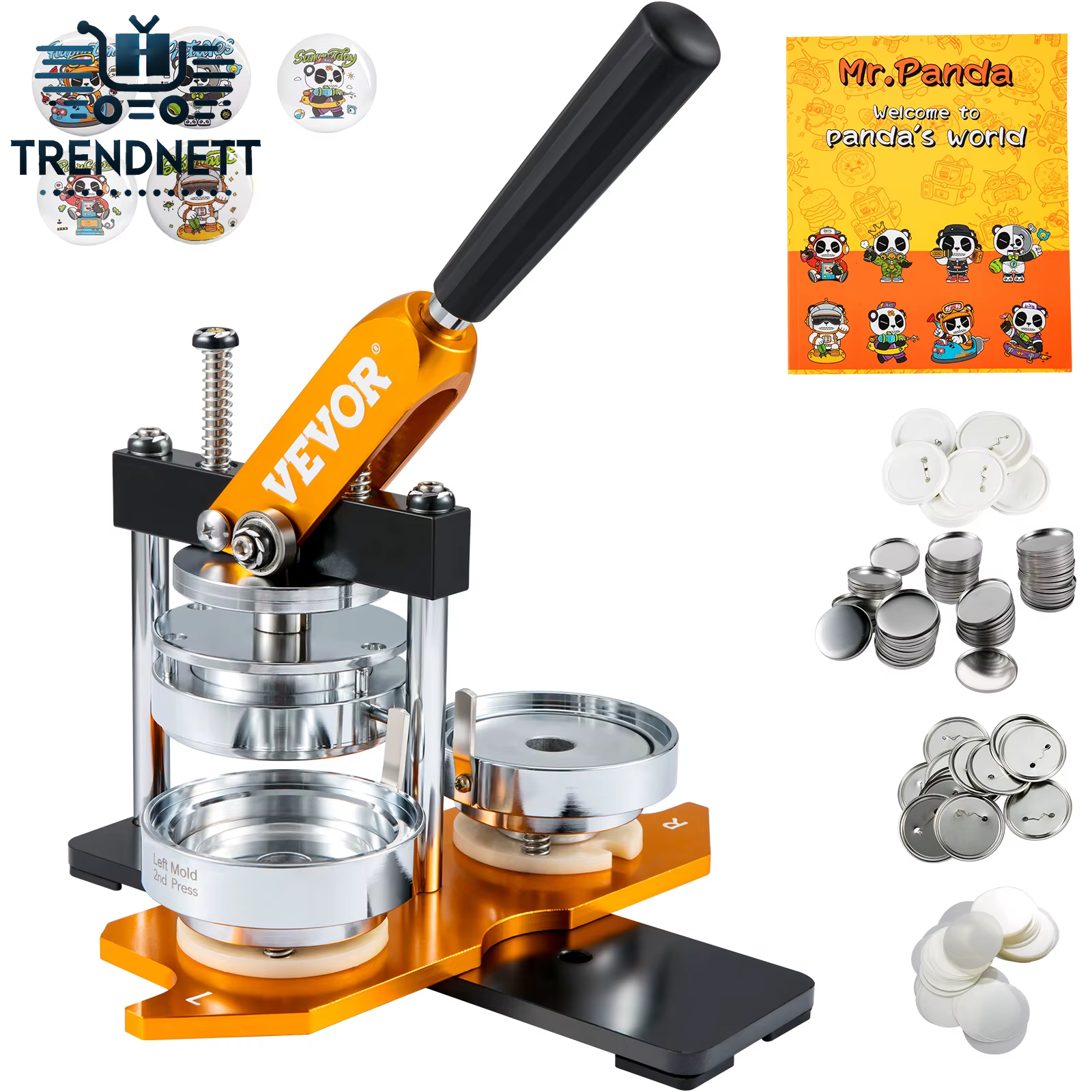 VEVOR 75Mm Button Maker Machine Badge Punch Press Button Making Supplies with 100Pcs Button Parts & Circle Cutter & Magic Book