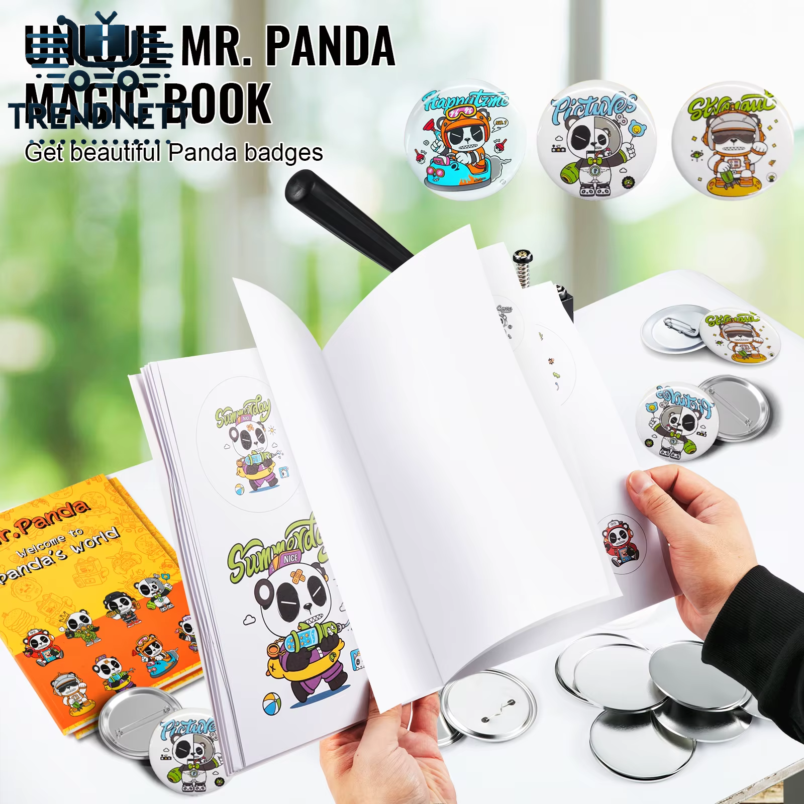 VEVOR 75Mm Button Maker Machine Badge Punch Press Button Making Supplies with 100Pcs Button Parts & Circle Cutter & Magic Book
