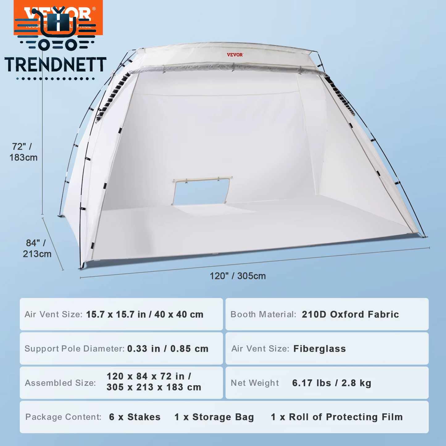 Portable Paint Booth Shelter 7.5X5.2X5.2/10X7X6Ft Foldable Spray Painting Tent for Furniture Craft Project DIY Hobby Tool