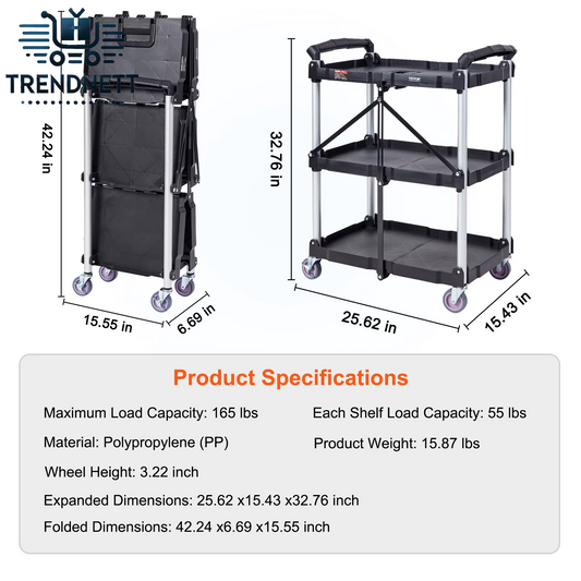 3 Tier Folding Rolling Utility Cart Storage Shelf Movable Gap Rack Serving Cart Slim Slide Organizer for Kitchen Bathroom