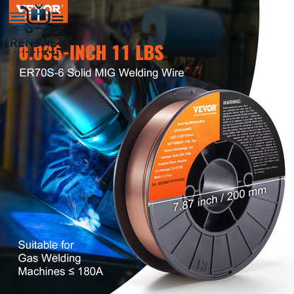 VEVOR Solder Welding Wire 0.035/0.03 Inch Stainless Steel Copper Flux Cored Gasless Welding Wire for All Gas Welder Machine
