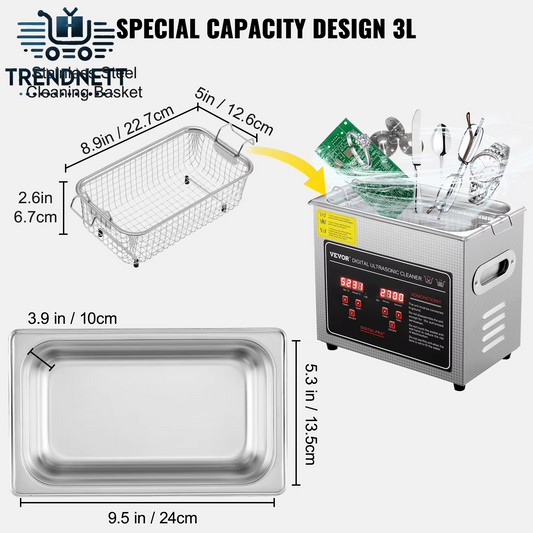 Ultrasonic Cleaner W/ Digital Timer & Heater,Professional Ultra Sonic Jewelry Cleaner,Stainless Steel Heated Clean Machine