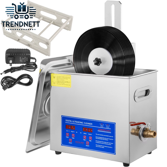 Ultrasonic Cleaner 6L Ultrasonic Vinyl Cleaner 7-12 Inch 8 Records 180W Ultrasonic Records Cleaner W/Drying Rack for Home