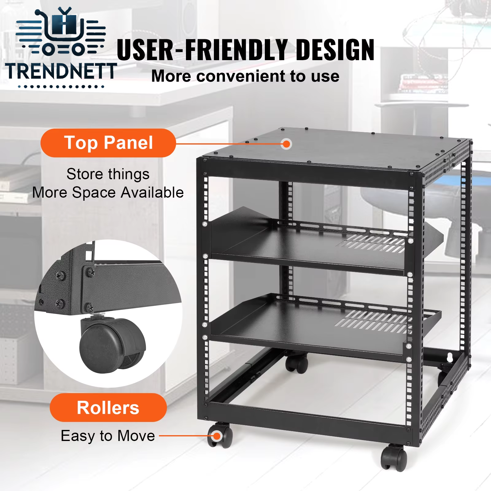 Open Frame Server Rack 12U/15U/ 20U Floor Standing or Wall Mounted with Adjustable Depth for Microdata Center Office Use